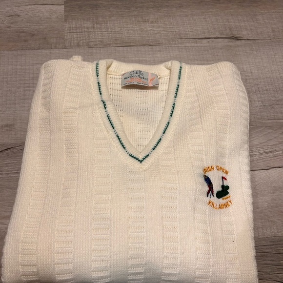 VINTAGE 90s Irish Killarney Open Quill's Woollen Market Ireland Acrylic Sz L - Picture 3 of 4